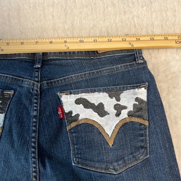 Levis 512 Womens Blue Denim Perfectly Slimming Cow Print Pocket Jeans Size 10L - Picture 10 of 12